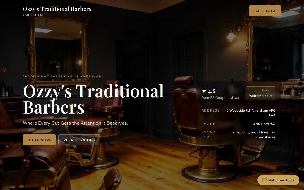 Ozzy's Traditional Barbers — barbershop website